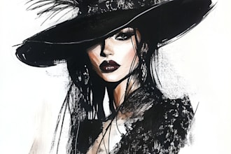 draw a fashion illustration or sketch of a figure in clothes