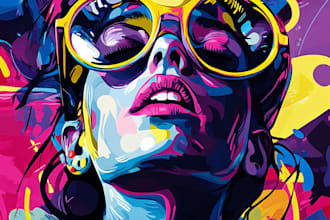 draw your portrait into colorful vector pop art