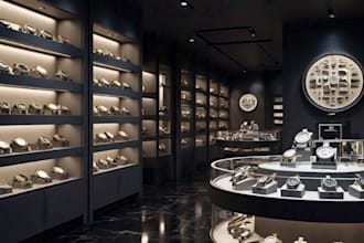 do 3d luxury jewelry store , wristwatch , retail store design