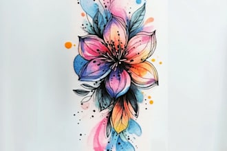 create your watercolor custom tattoo design and illustration
