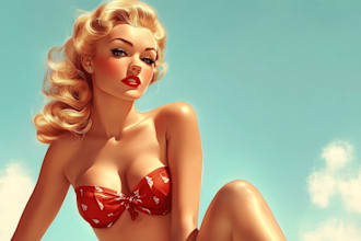 design pin up girl and pin up girl illustration