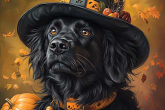 do custom halloween pet portrait dog portrait cat portrait