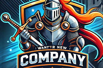 do awesome knight mascot logo design with company