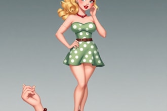 create a pin up girl and pin up girl illustration