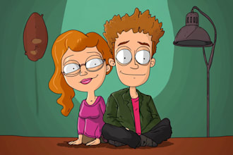 draw a cartoon futurama style portrait