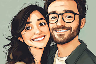 draw you anime couple art portrait