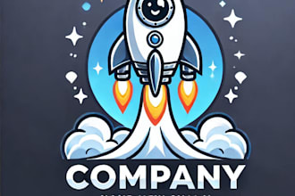 do make rocket launch icon mascot logo design with express delivery