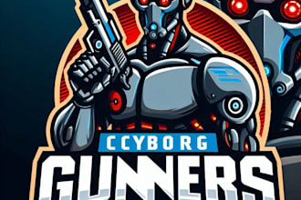 do amazing cyborg gunners e sport mascot logo design with 1 day delivery
