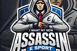 do awesome assassin e sport mascot logo design with business