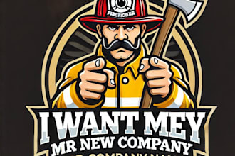 do awesome firefighter clip art mascot logo design with unlimited review