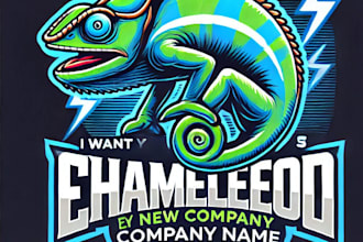 do modern  chameleon e sport mascot logo design with express delivery