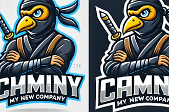 do amazing wall mural ninja raven mascot logo design with 24 hours delivery