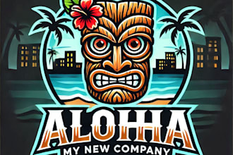 do wonderful aloha tiki mask mascot logo design with express delivery