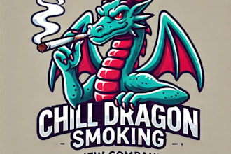 do make chill dragon smoking mascot logo design with express delivery