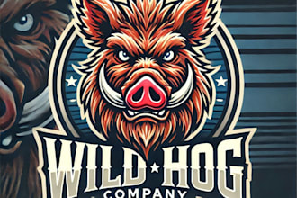 do modern wild hog head mascot logo design with express delivery