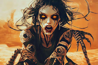 design a fantasy horror character art based on your idea