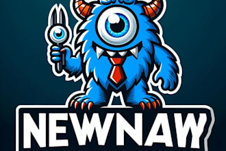 do wonderful nue monster mascot logo design with business