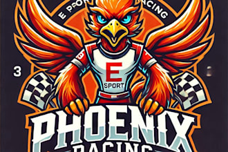 do amazing  phoenix racing e sport mascot logo design with unlimited review