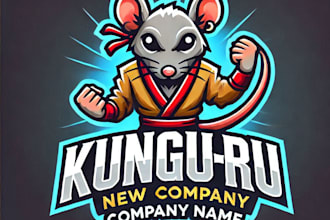 do make kungfu rat e sport mascot logo design with 1 day delivery