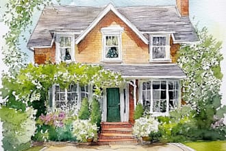 do your dream watercolor house portrait art
