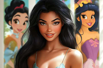 draw you a beautiful portrait in disney cartoon style