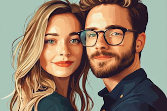 made  disney family couple cartoon portrait