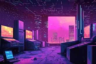 create a cyberpunk city style art for any project