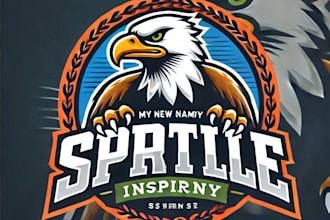 do create sports inspired eagle mascot logo with express delivery