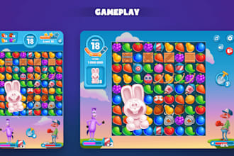 build 2d puzzle game, unity 2d game, candy crush game, match 3 unity game,