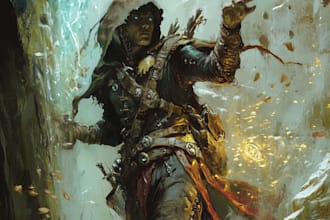 create fantasy or dnd party illustration