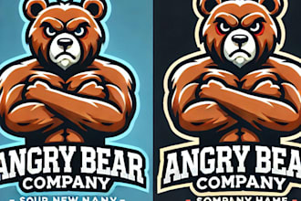 do make angry bear mascot logo with express delivery