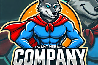 do design superhero wolf mascot logo with unlimited review