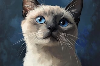 create  beautiful portrait of your pet, cat,dog