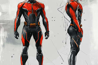 create concept art superhero character design for comics