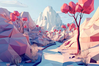 draw low poly or pop art illustration