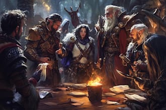 draw fantasy or dnd party illustration