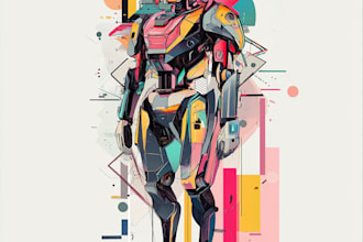 custom futuristic mecha robot character illustration art