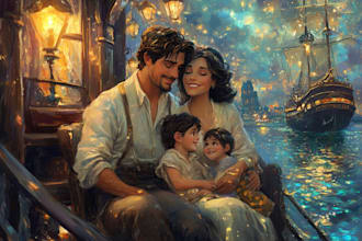 design a professional disney family portrait