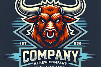 do make bull head mascot logo design with business
