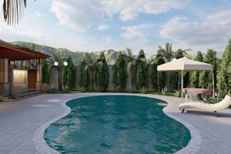 do landscape design, backyard, patio, garden, pool ,3d deck