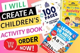 design kids activity book, coloring book, book formatting, design worksheet