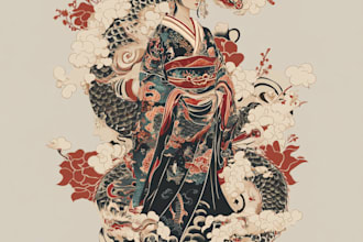 design professional japanese, asian style tattoo design