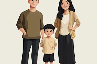 draw cute ilustration from your couple or family portrait