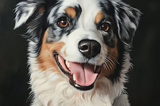 draw pet portrait, dog portrait oil painting