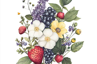 draw botanical illustrations of flowers, plants, fruits