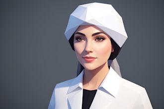 create professional low poly portrait for you