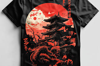 make unique tshirt design dark art japanese illustration