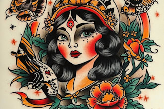 make you a traditional old school tattoo style design