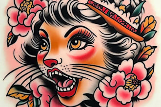 illustration in traditional tattoo or vintage