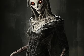do scary horror creature and fantasy character concept art